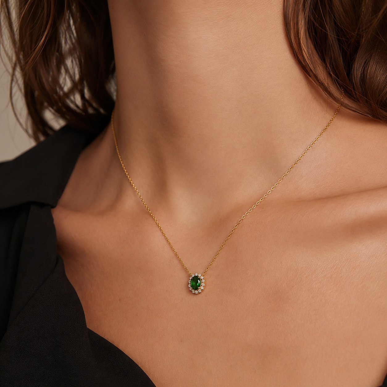 Royal Oval Halo Pendant Necklace