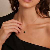 Royal Oval Halo Pendant Necklace