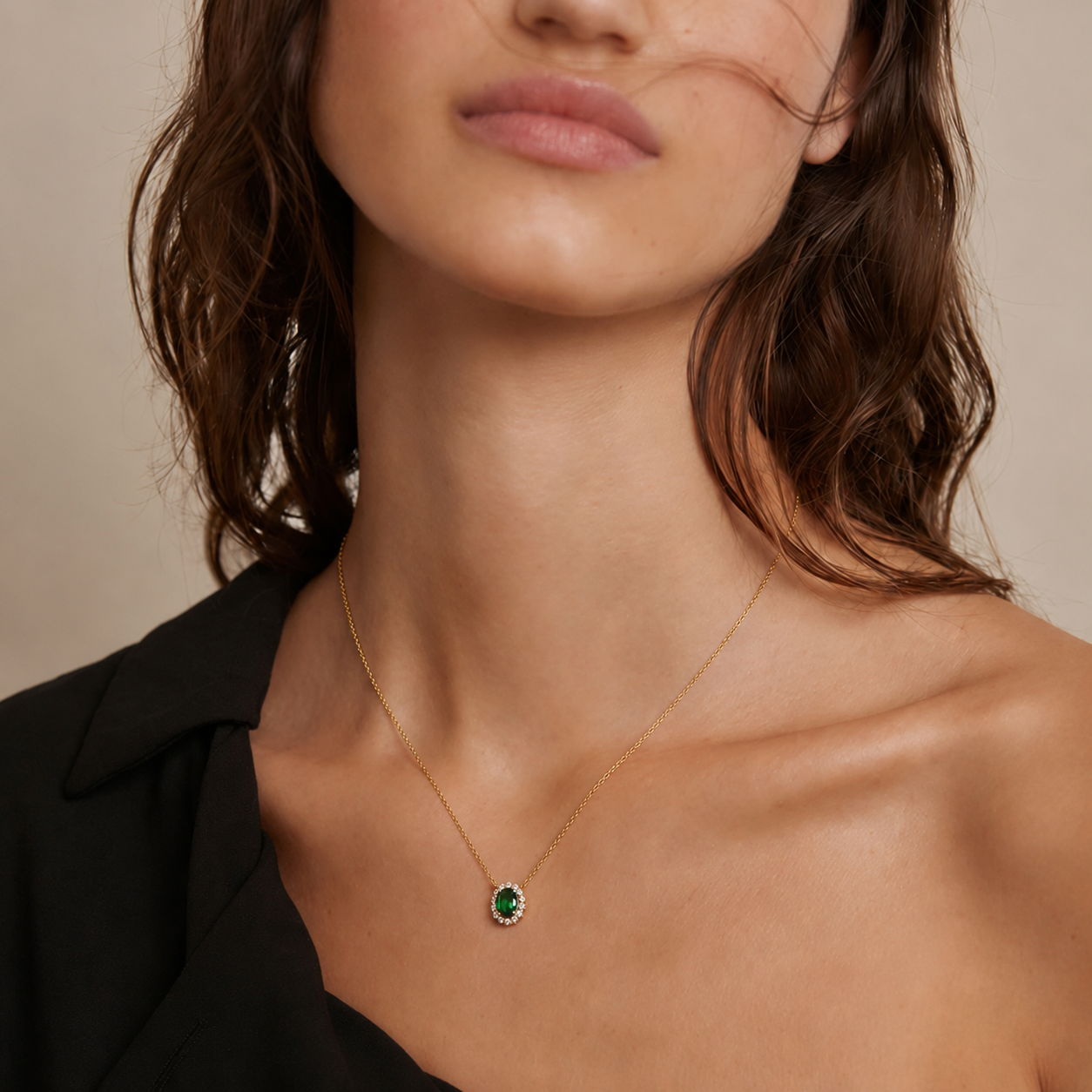 Royal Oval Halo Pendant Necklace