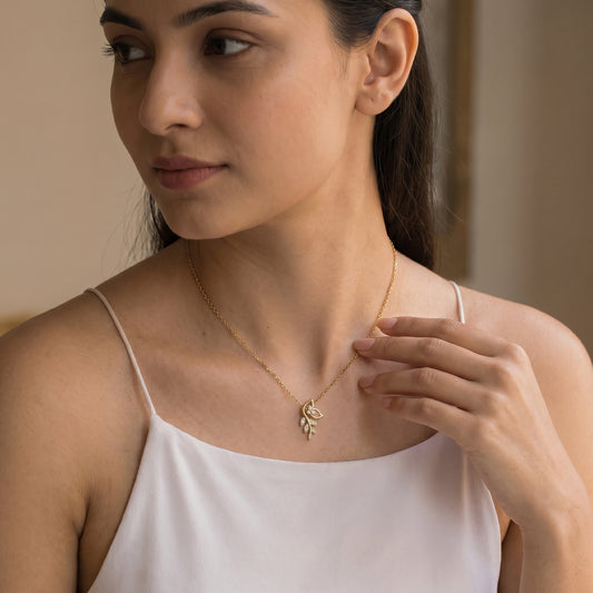 Cascading Vine Leaf Pendant Necklace