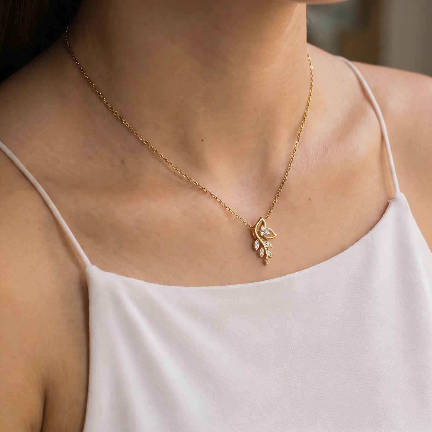 Floral Vine Cascade Pendant Necklace