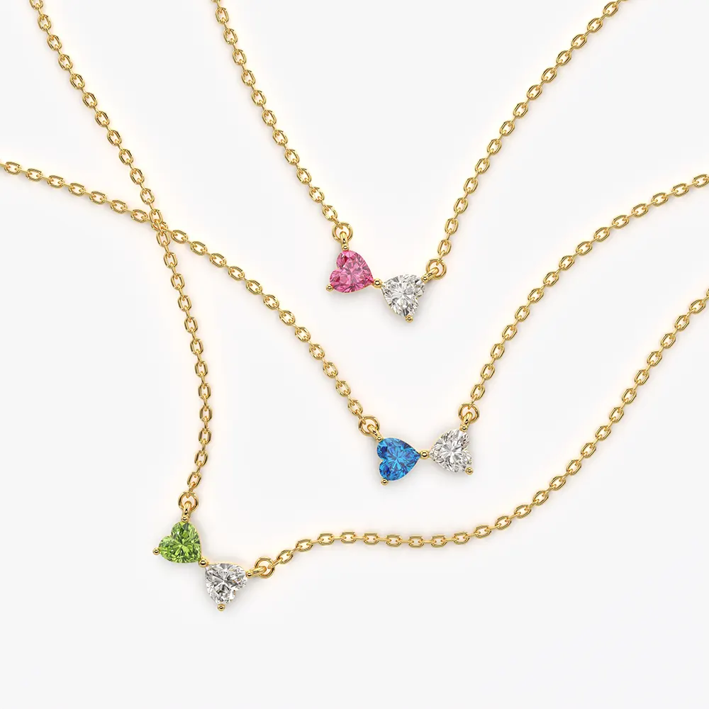 Heart and pear Toi et Moi pendant necklace in 18K gold vermeil
