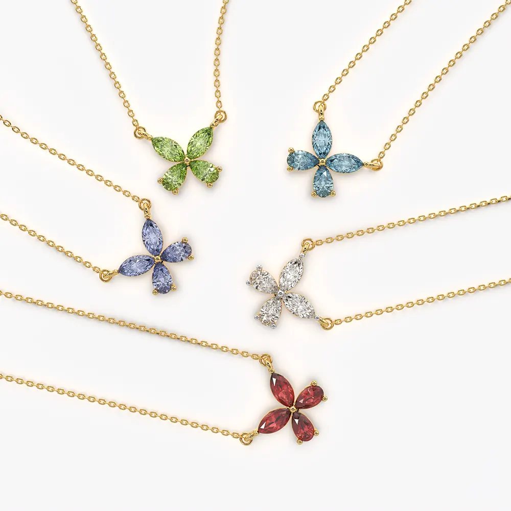Pear Cut Butterfly Necklace