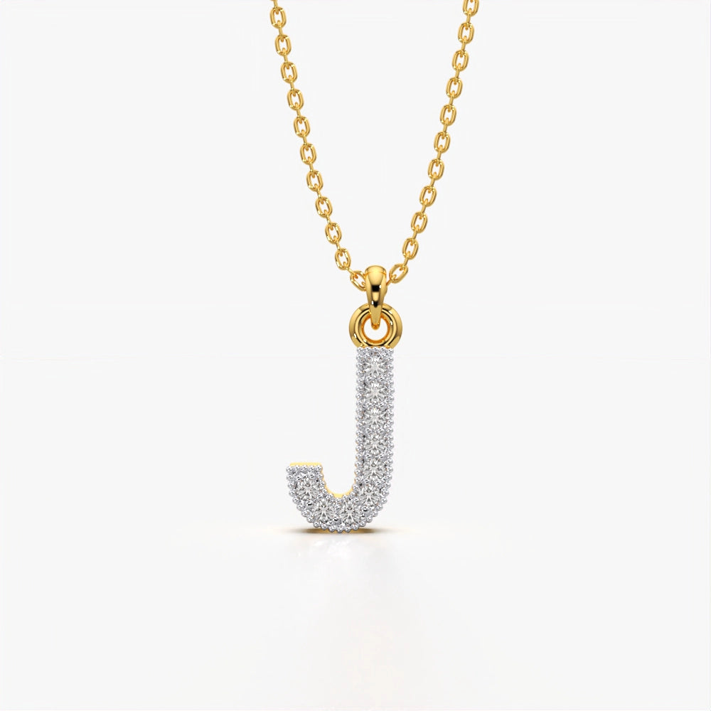Custom pavé initial pendant necklace in 18K gold vermeil