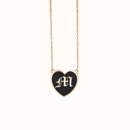 Gothic Initial Heart Necklace