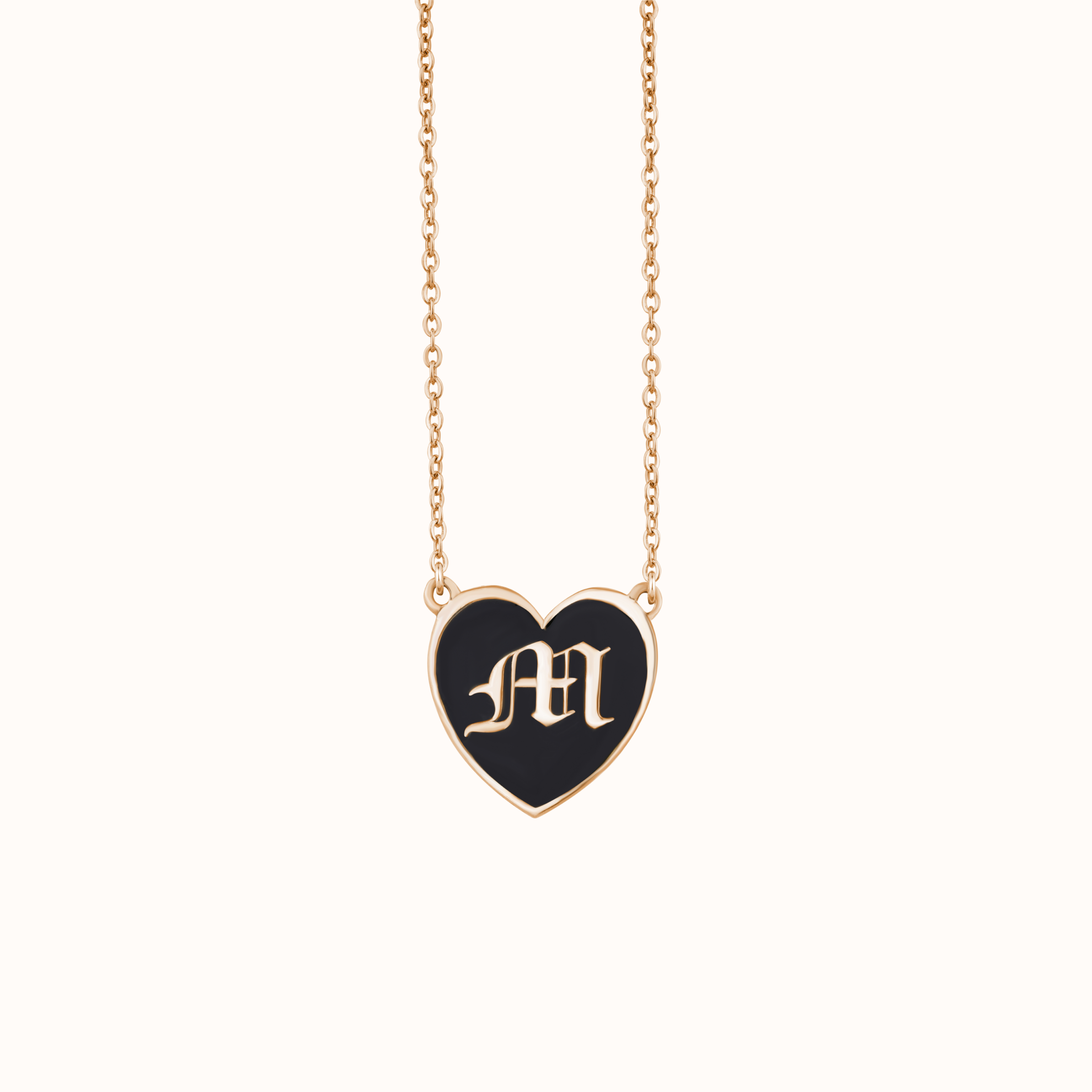 Gothic Initial Heart Necklace