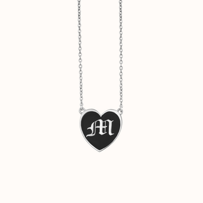 Gothic Initial Heart Necklace