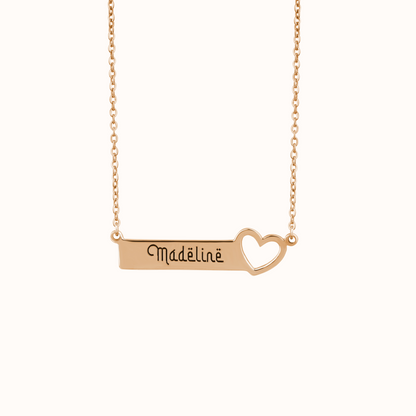 Engraved Bar Necklace with Heart