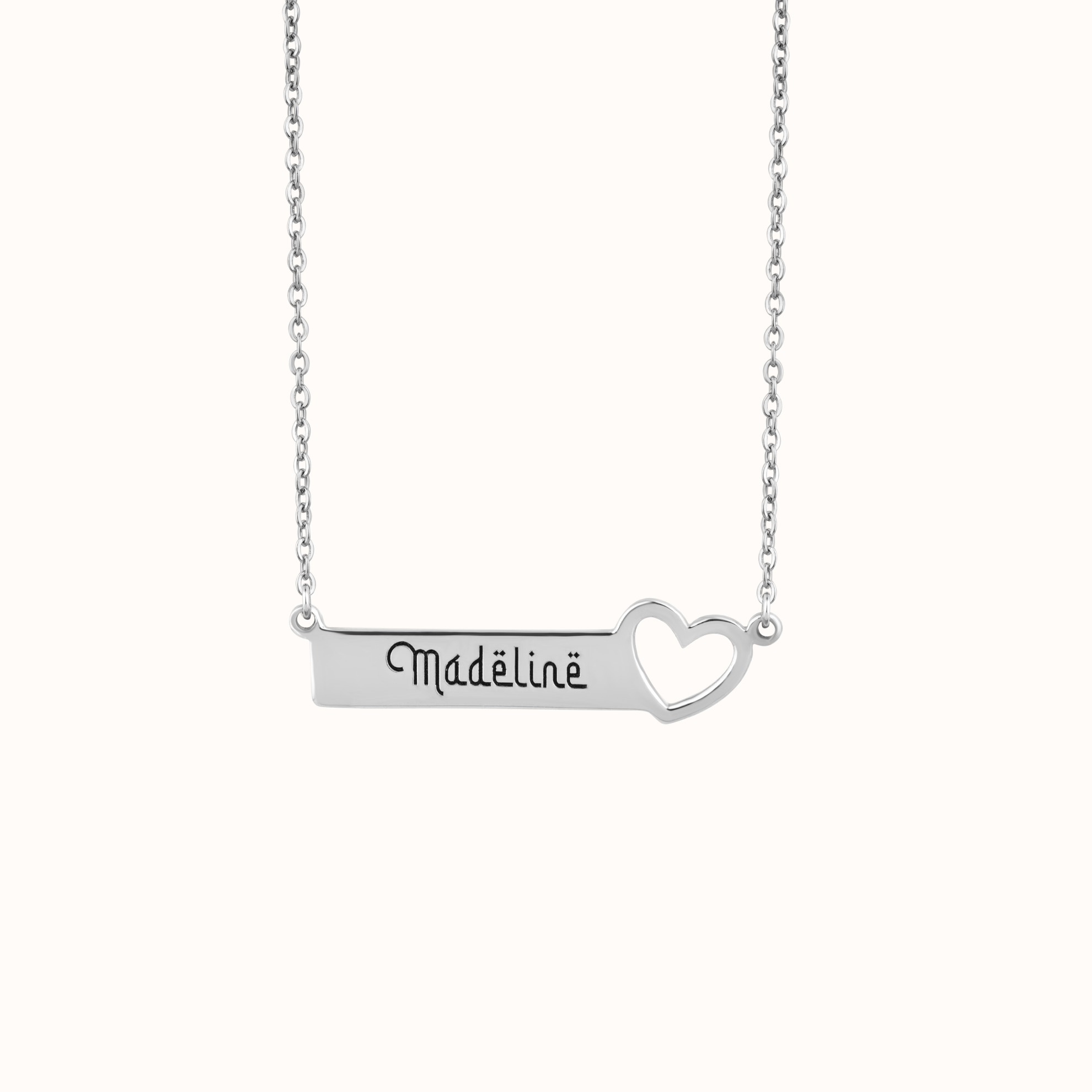 Engraved Bar Necklace with Heart