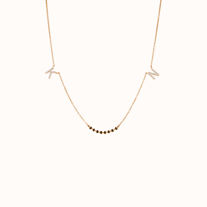 Silver Beaded Necklace with Initial Charms