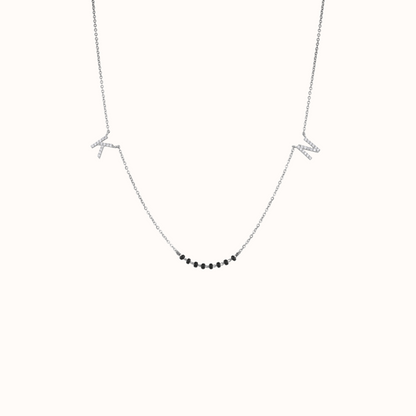 Silver Beaded Necklace with Initial Charms