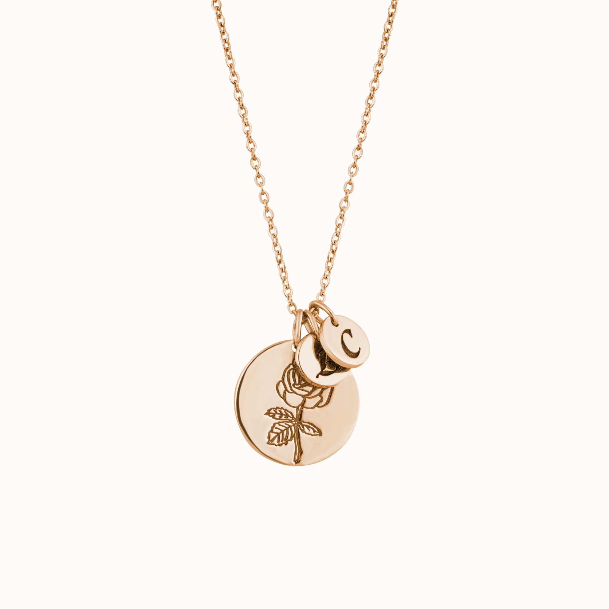 Floral Charm Necklace With Custom Initial