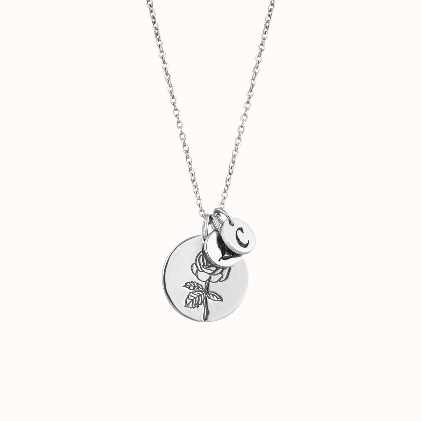 Floral Charm Necklace With Custom Initial