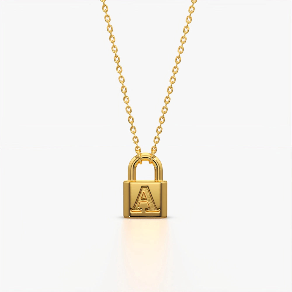 Initial A Padlock Charm Necklace
