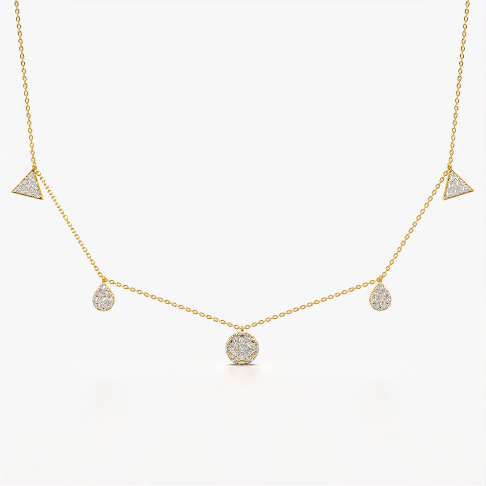 Sparkling Mixed Shape Drop Necklace