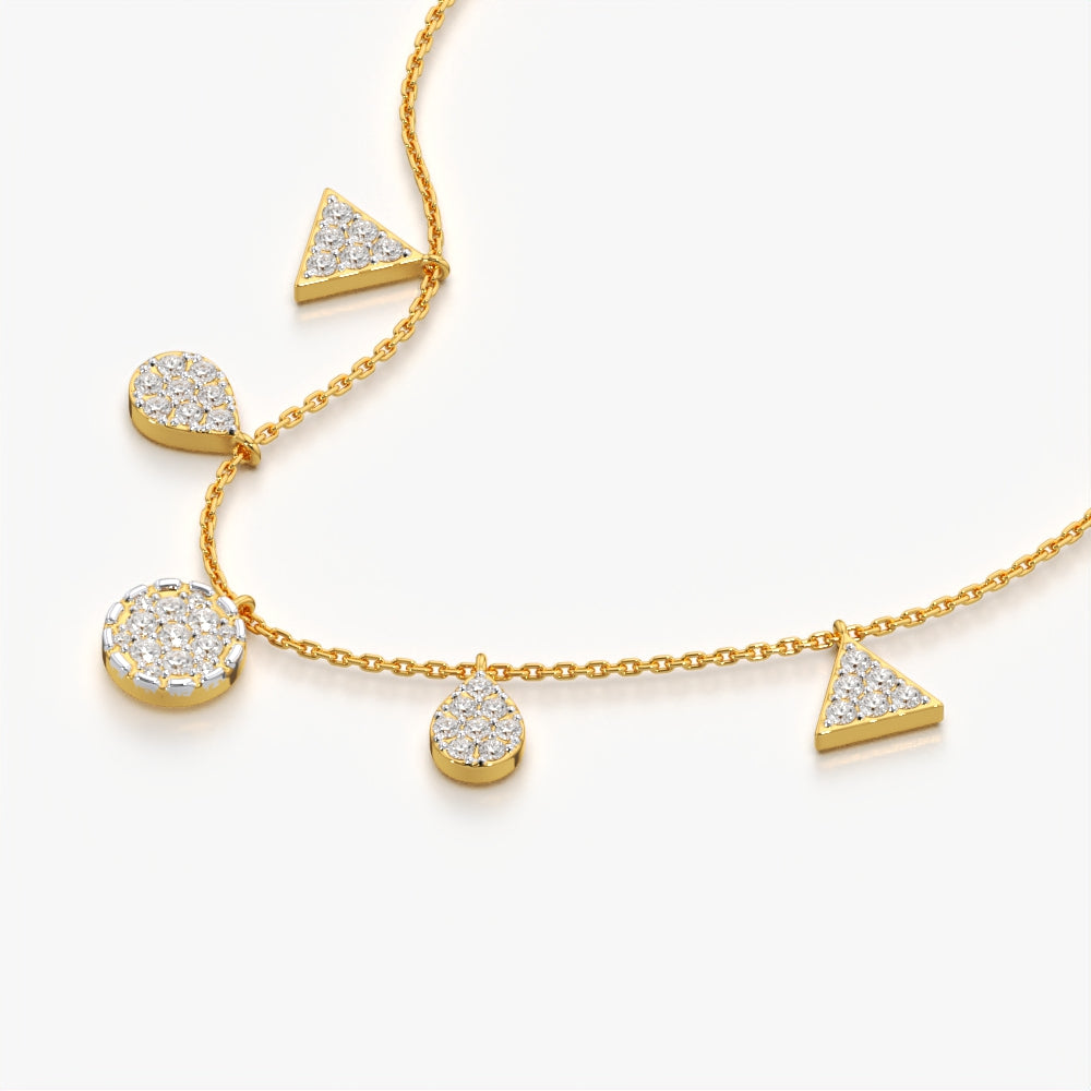 Sparkling Mixed Shape Drop Necklace