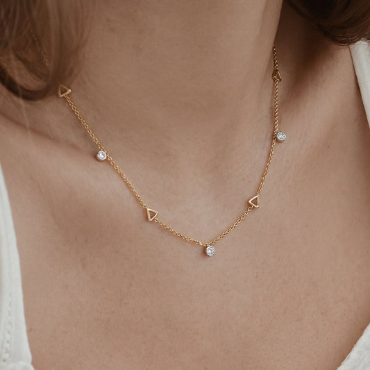 Open Triangle Station Drop Necklace