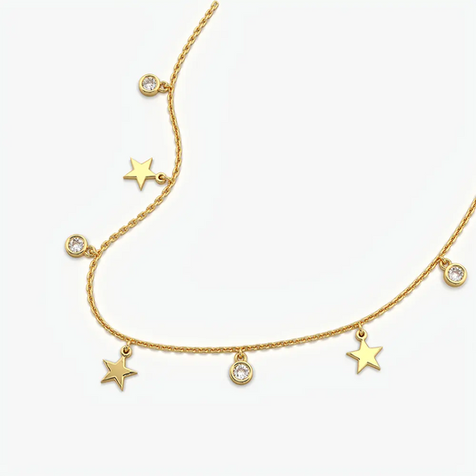 Star and Stone Charm Station Necklace