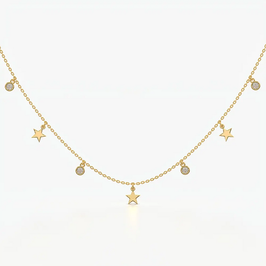 Star and Stone Charm Station Necklace