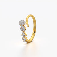 Floral Cluster and Scatter Open Wrap Ring