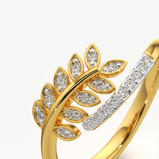 Moissanite Laurel Leaf Wrap Bypass Ring