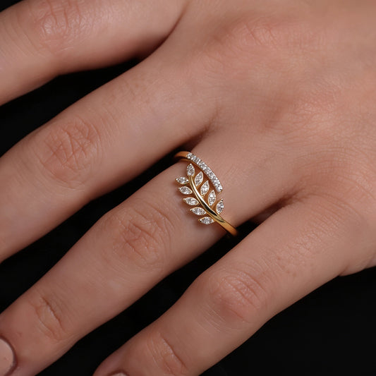 Olive Leaf Bypass Ring