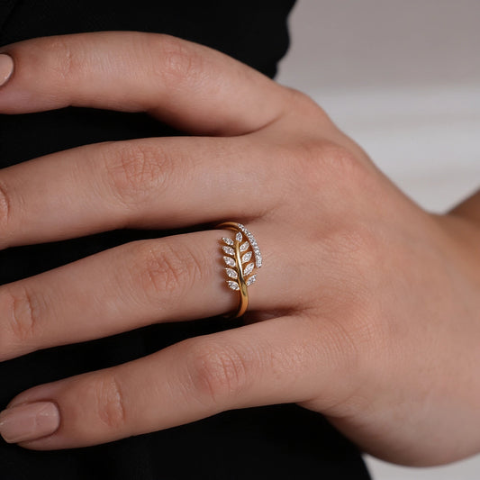 Olive Leaf Bypass Ring