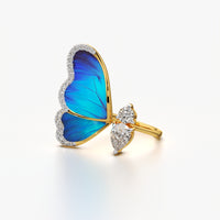 Blue Butterfly Wing Open Ring