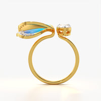Blue Butterfly Wing Open Ring