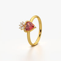 Red Heart Crown Ring