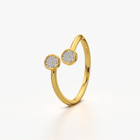Twin Pave Disc Open Ring