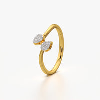 Twin Pear Pave Open Ring