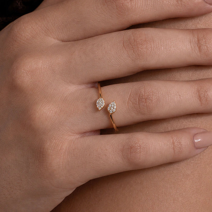 Twin Pear Pave Open Ring