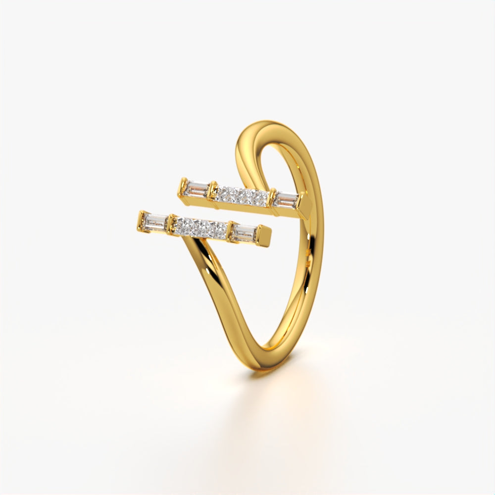 Fashionable T Bar Diamond Set Ring