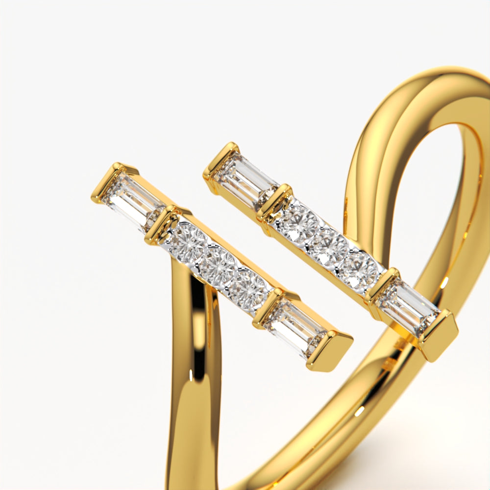 Fashionable T Bar Diamond Set Ring