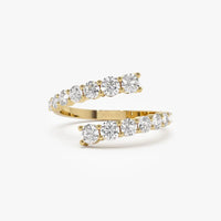 Graduated Round Stone Bypass Open Ring