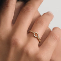 Open Teardrop Pave Ring