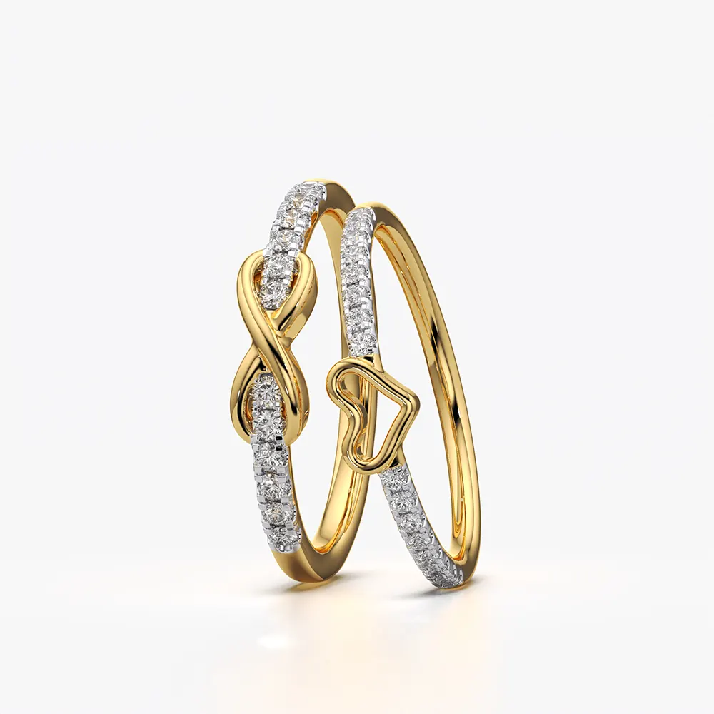 Infinity Knot and Open Heart Ring Set