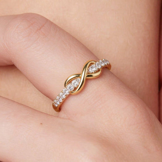 Infinity Knot and Open Heart Ring Set