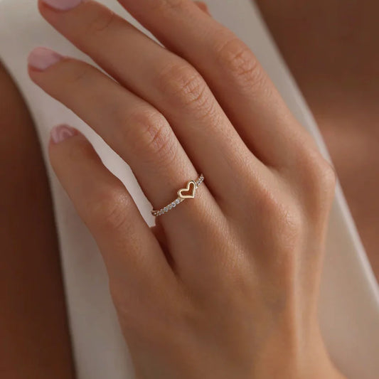 Infinity Knot and Open Heart Ring Set
