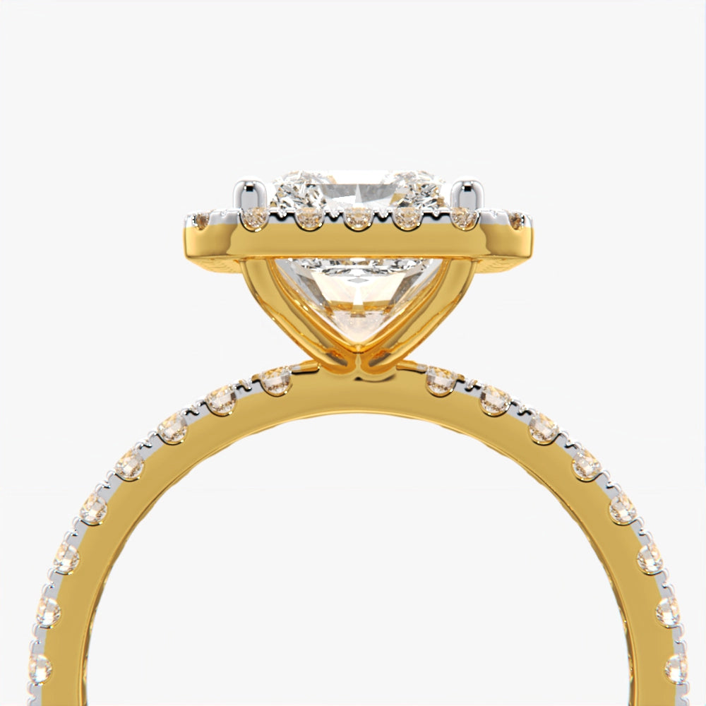 Dazzling Radiant-Cut Halo Ring