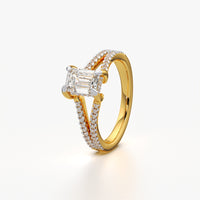 Emerald Cut Split Shank Ring