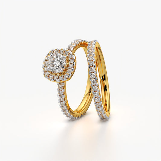 Round Halo Setting Ring Set