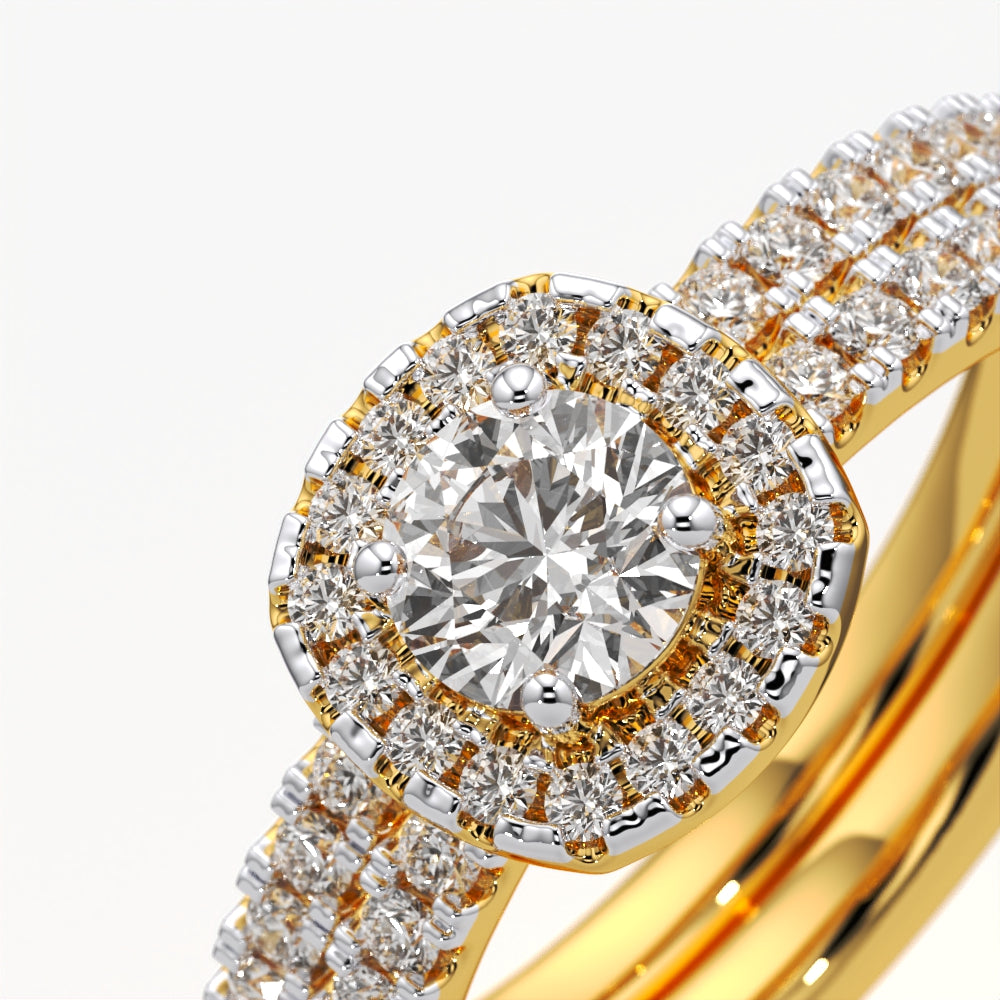Round Halo Setting Ring Set