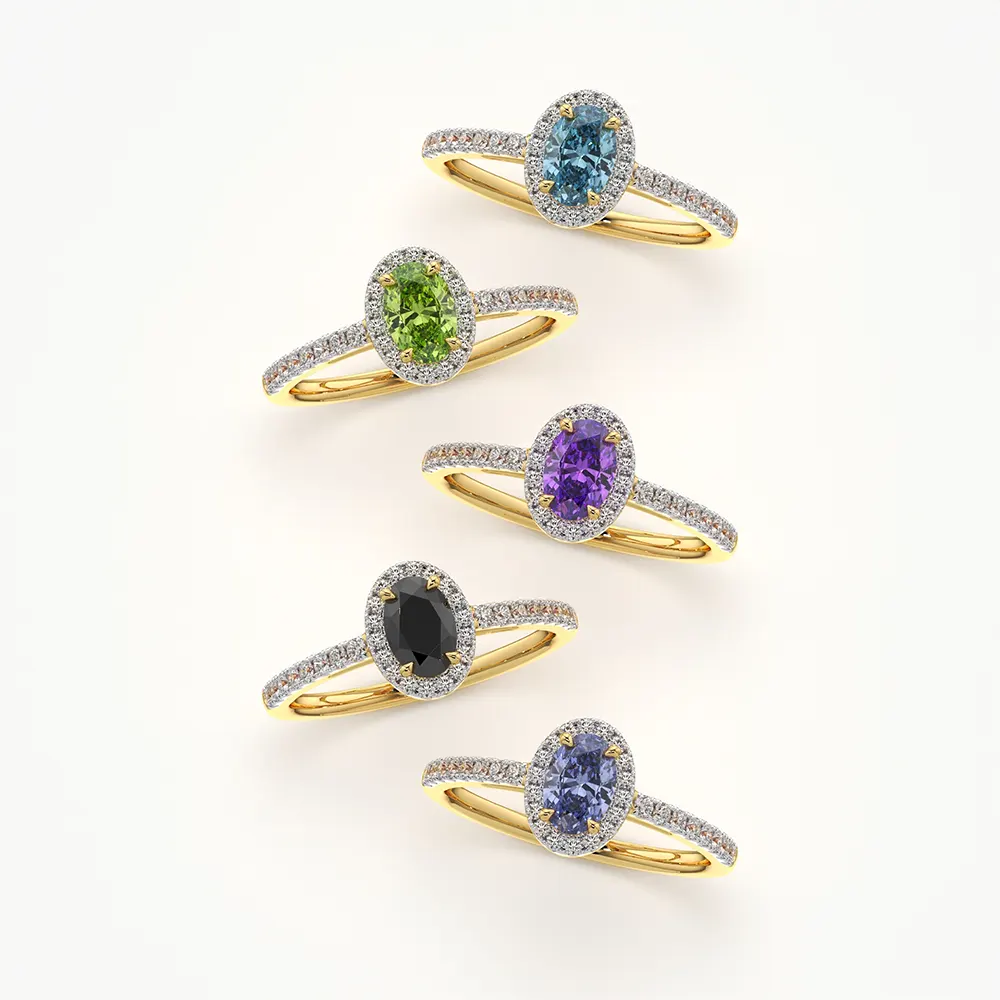 Sapphire Halo Pave Ring