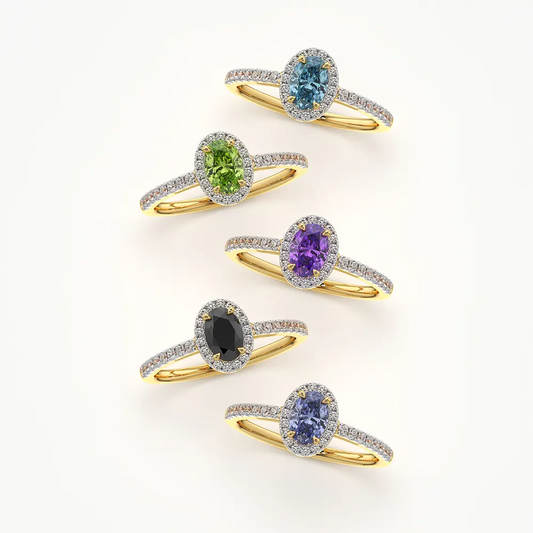 Sapphire Halo Pave Ring