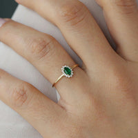Emerald Halo Oval Ring