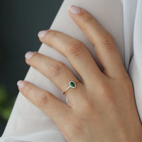 Emerald Halo Oval Ring