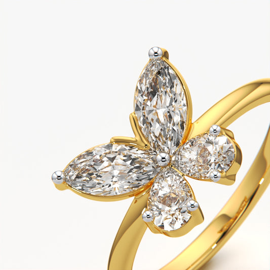 Butterfly Wing Cluster Ring