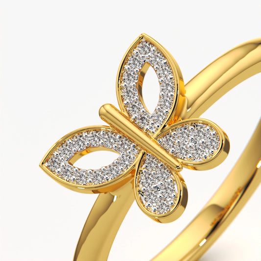 Paved Butterfly Motif Ring
